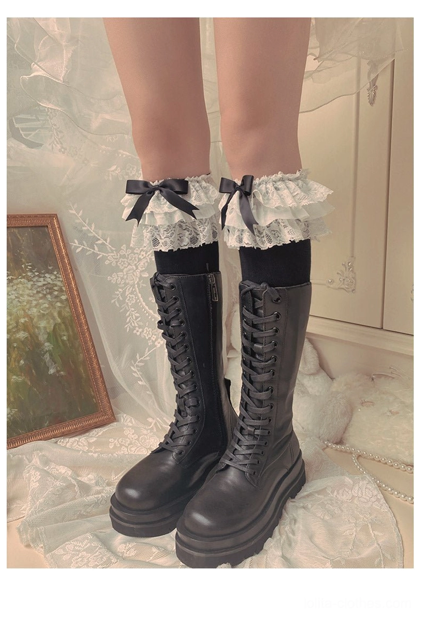Lolita bow socks sizing guide one size fit reference foot length measurement chart coordinate compatibility styling suggestions
