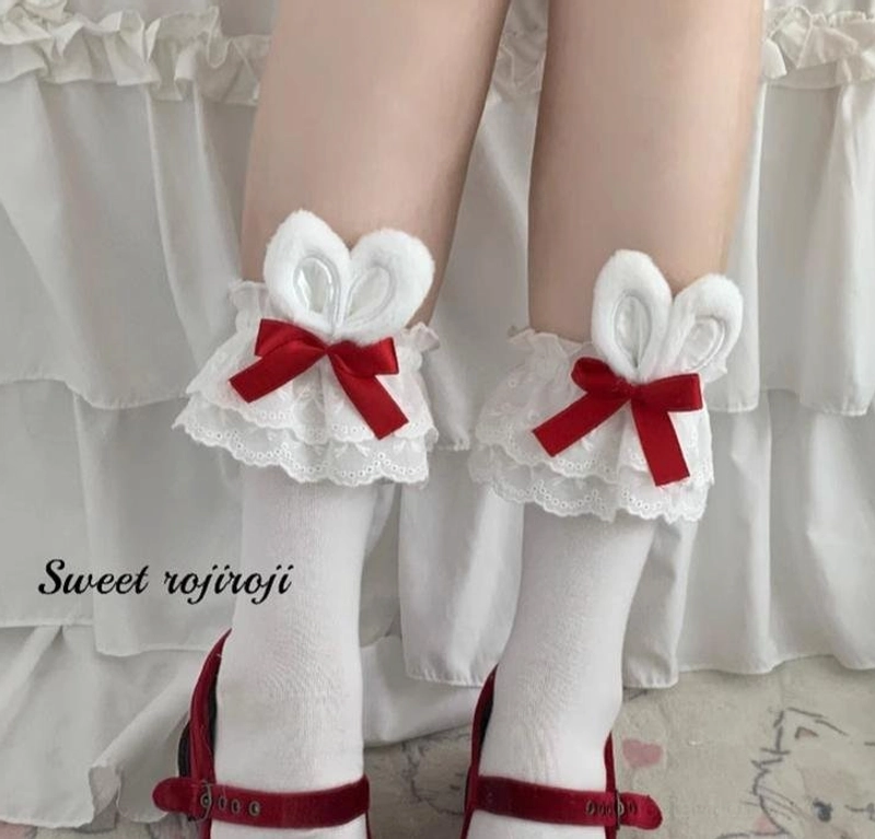 Bunny ear lolita short socks sizing chart measurements centimeters inches fit guide comparison
