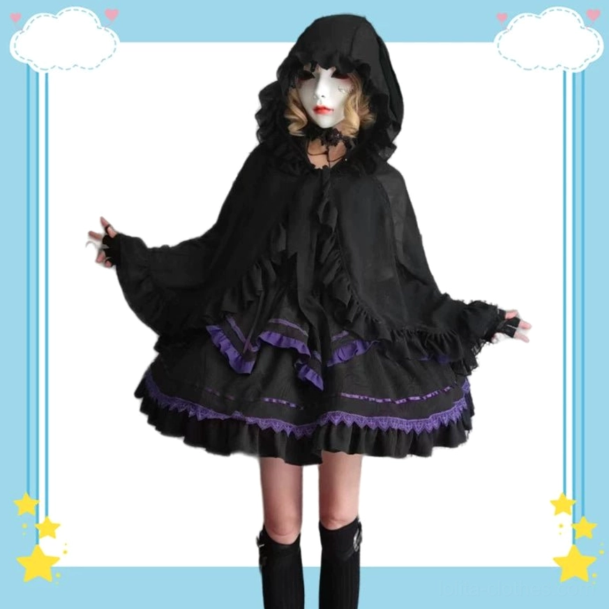 Lolita cardigan and cape ensemble detailed close-up ruffled trim texture construction quality lace detail