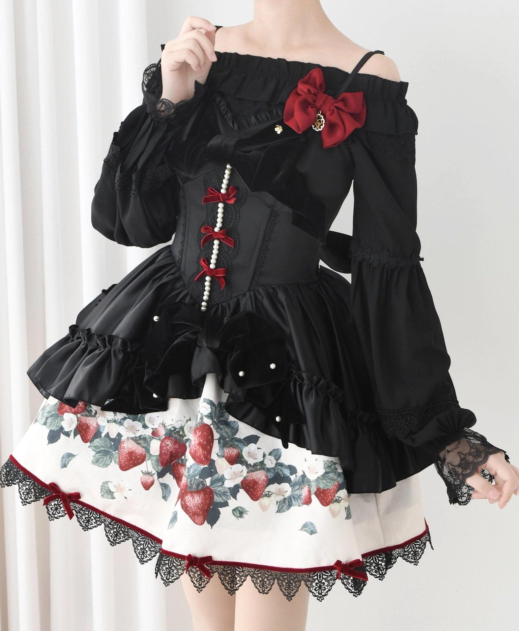 Lolita blouse color options black and milky white available choices versatile coordination styling possibilities