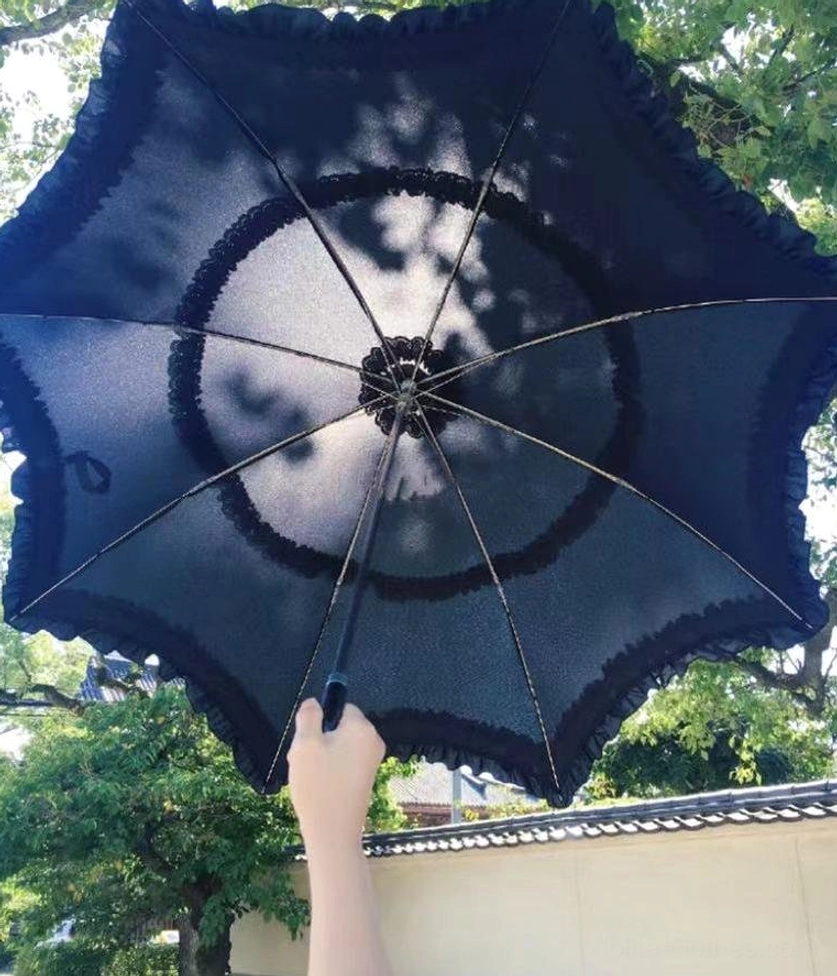 Lolita classic parasol lifestyle image showing practical everyday use and elegant aesthetic appeal combined