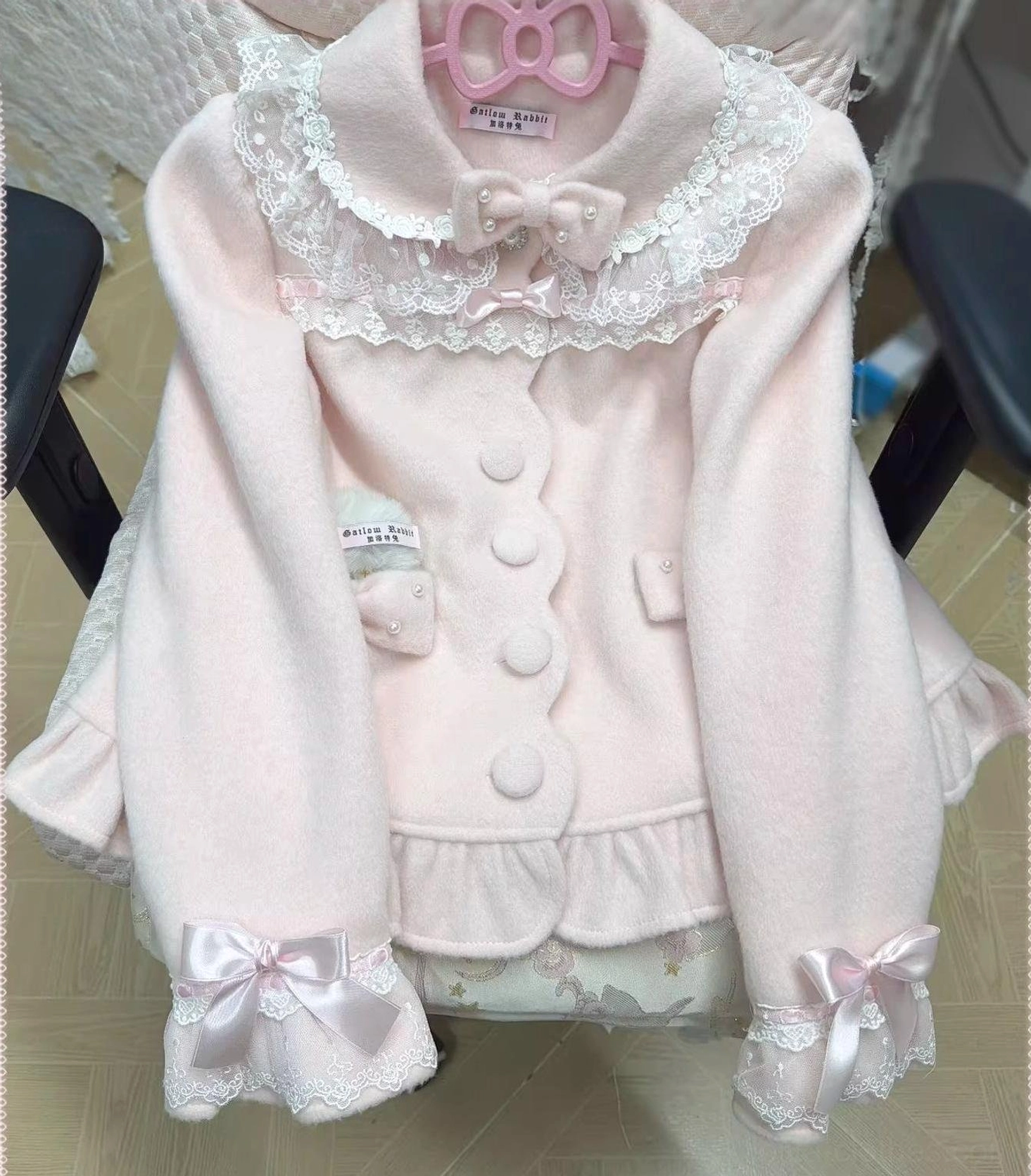 Lolita coat styling guide showing multiple coordination options with various skirts and accessories for different occasions