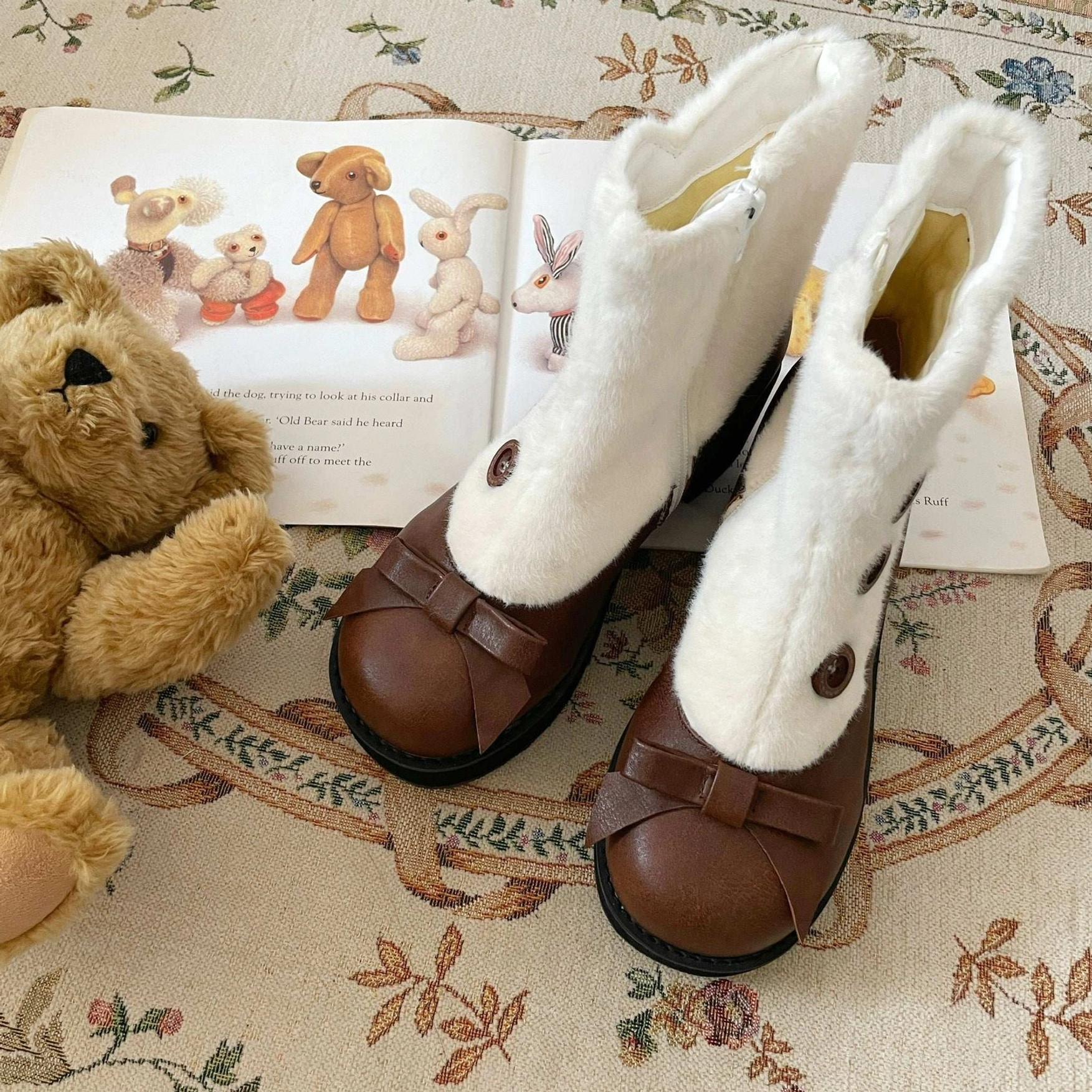 Lolita community meetup event featuring winter mary jane boots multiple coordinate styles display