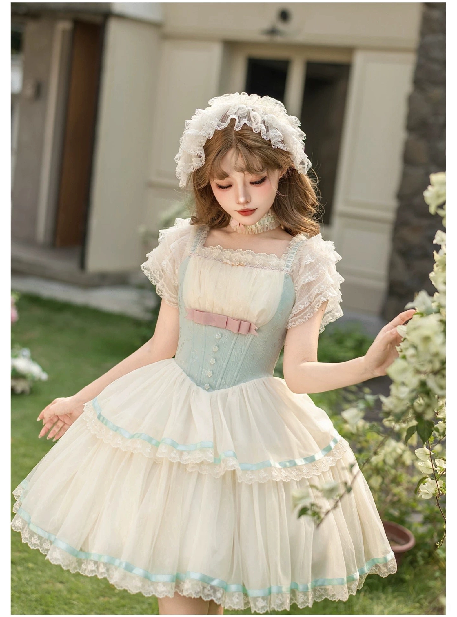 Lolita accessories coordinating choker ribbon rose decoration classic lolita neckwear