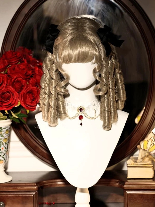 Lolita curly synthetic wig ringlet curls doll-like aesthetic sweet gothic classical lolita styles