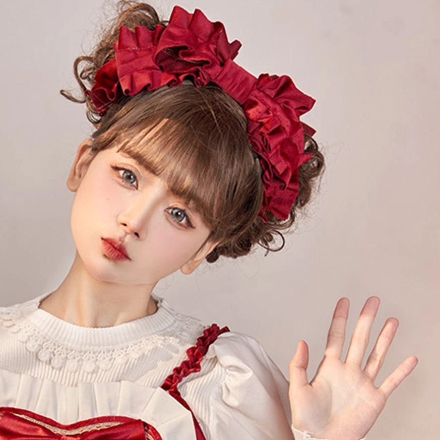 Lolita detachable collar cape red color furry trim accessory separate component purchase