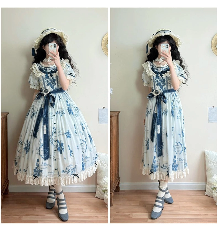 2.5m coordinating waist belt accessory photographed with Lolita dress showing color accent detail and waist definition enhancement