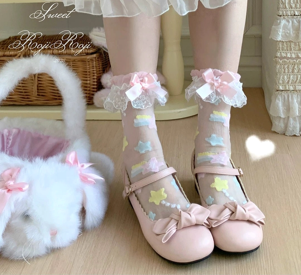 Lolita fashion cultural aesthetic sheer star socks representing kawaii and romantic subculture style