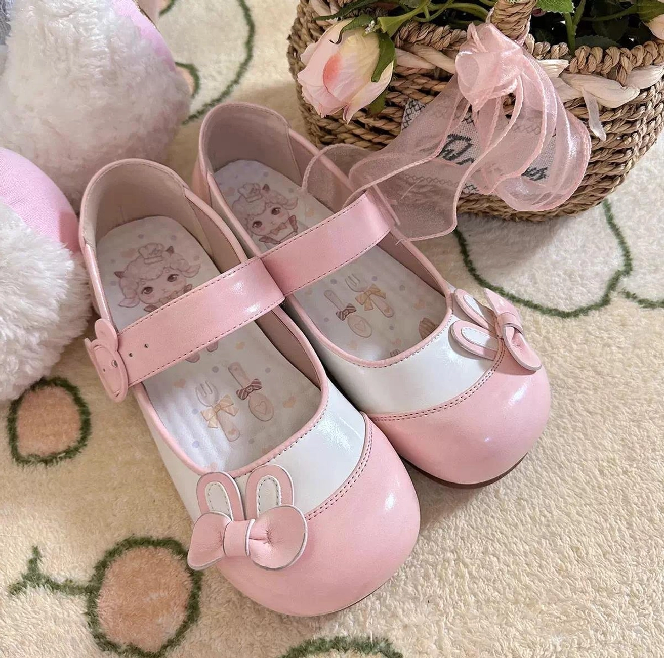Care and maintenance instructions for bunny ear lolita flat shoes showing proper cleaning storage and preservation techniques with helpful tips