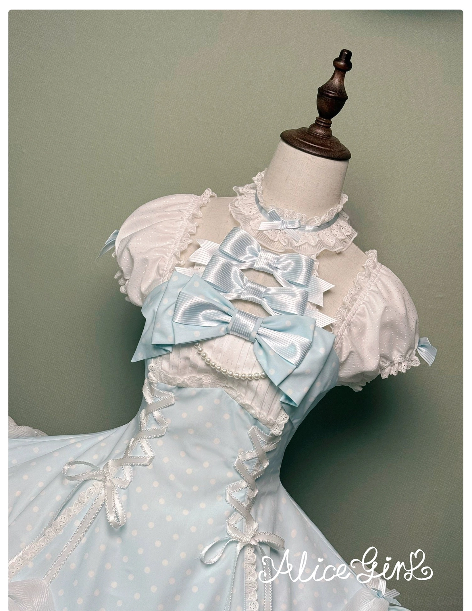 Lolita halter polka dot dress at cafe meet showing real-world lolita community event styling