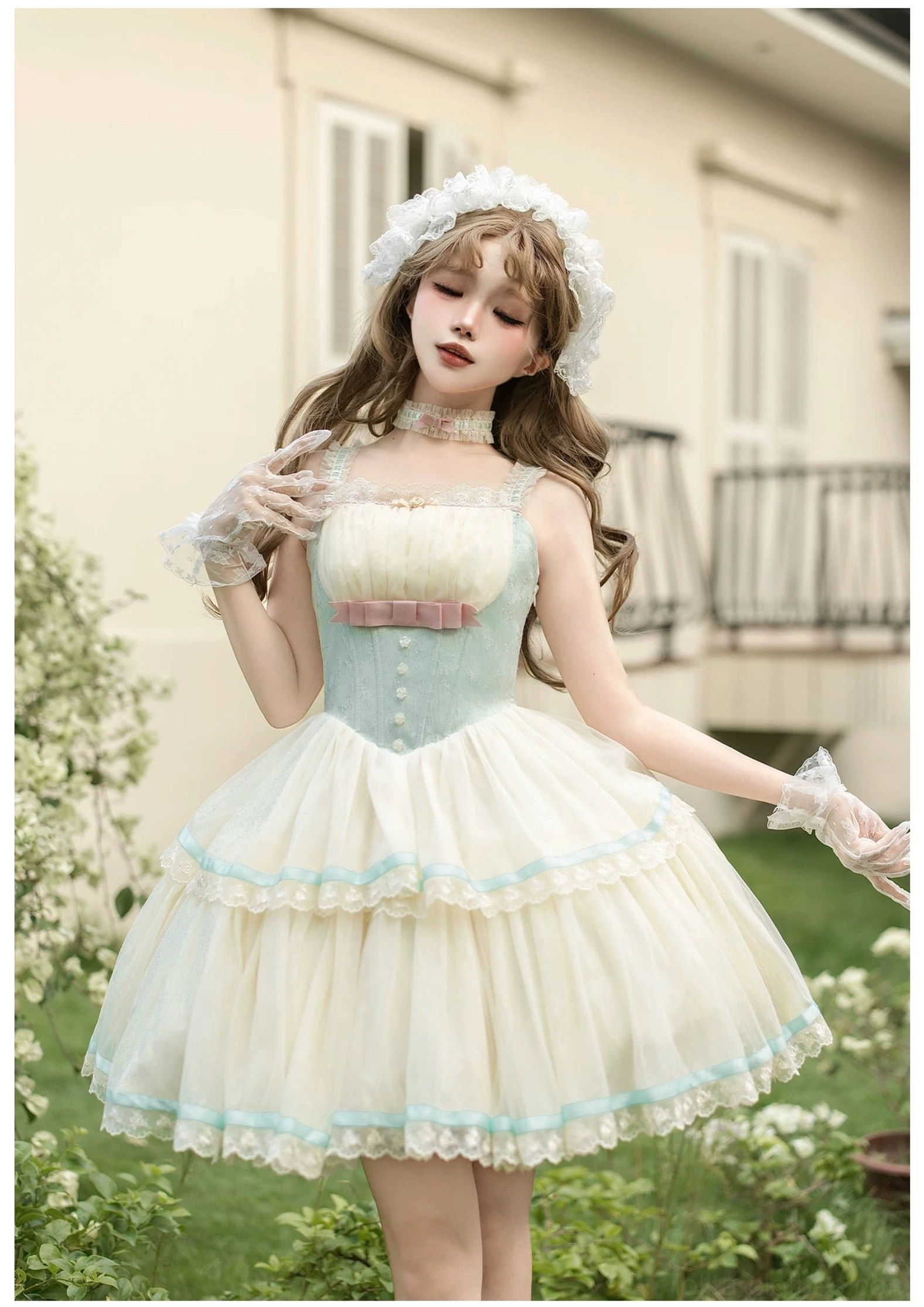Classic lolita hanamaru head veil fixed clip one size decorative hair accessory