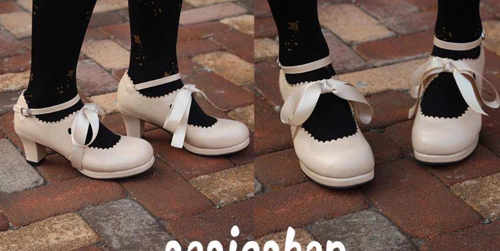 Lolita handcrafted satin Mary Jane high heel shoes representing functional wearable art honoring authentic subculture values and fashion philosophy