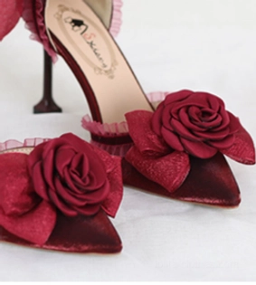Elegant Lolita pointed toe bow heels care maintenance instructions storage recommendations fabric rose preservation