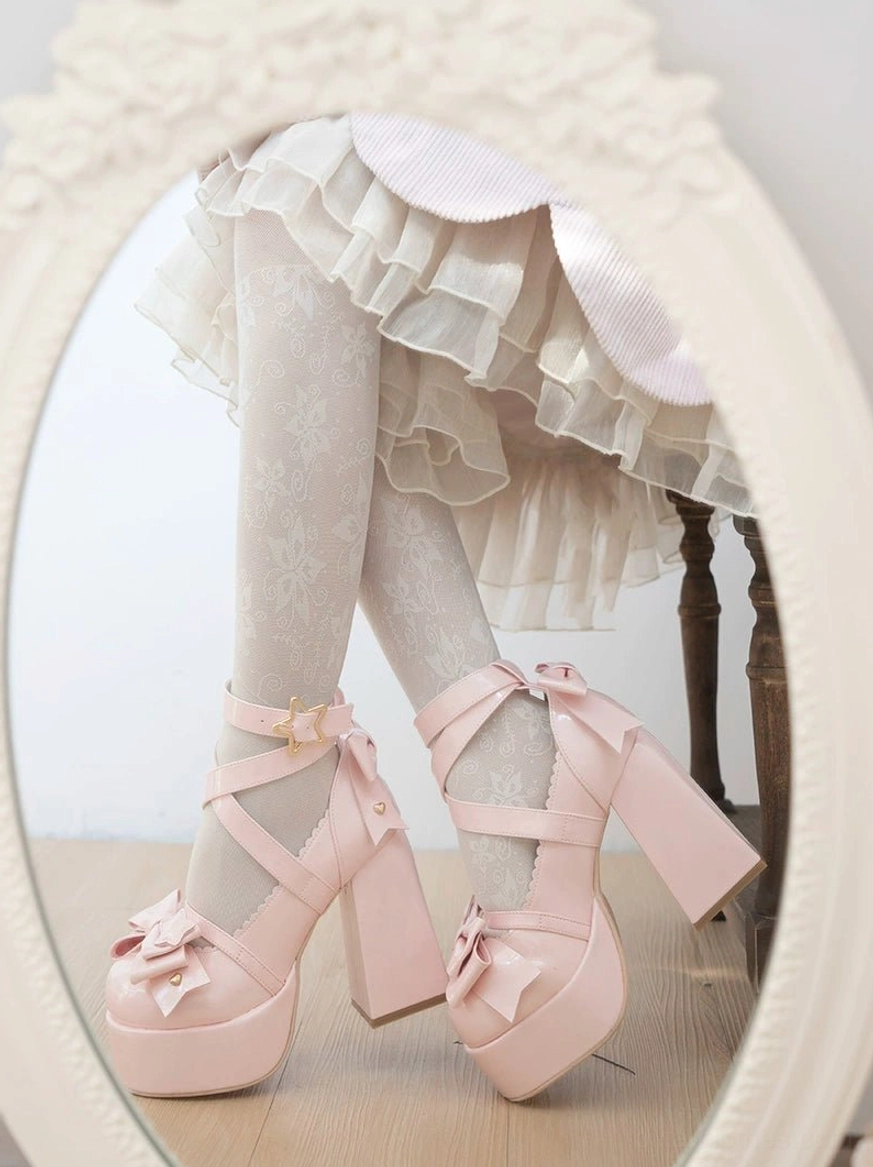 Lolita heels product details LOL-SHO-260 patent leather pigskin block heel single-strap buckle