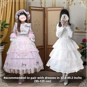 Lolita hoop petticoat paired with pink and white dresses recommended length showcase