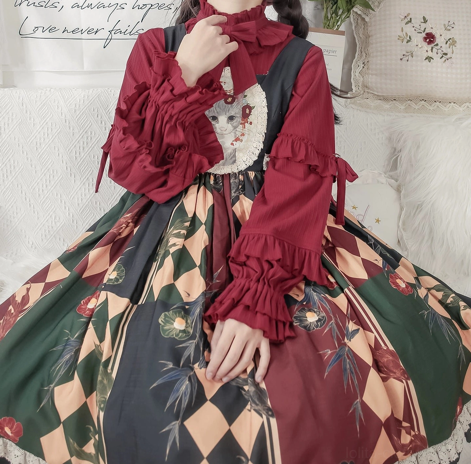 Lolita inner blouse product details showing handmade construction quality stitching craftsmanship authenticity