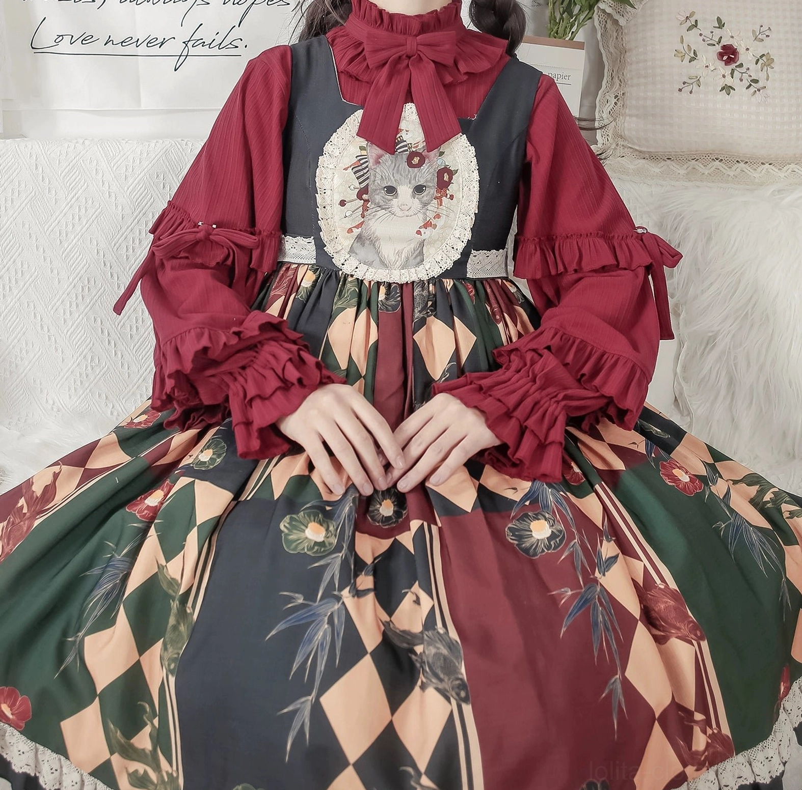 Lolita inner wear ruffle construction detail showing handcrafted attention tiered layered design