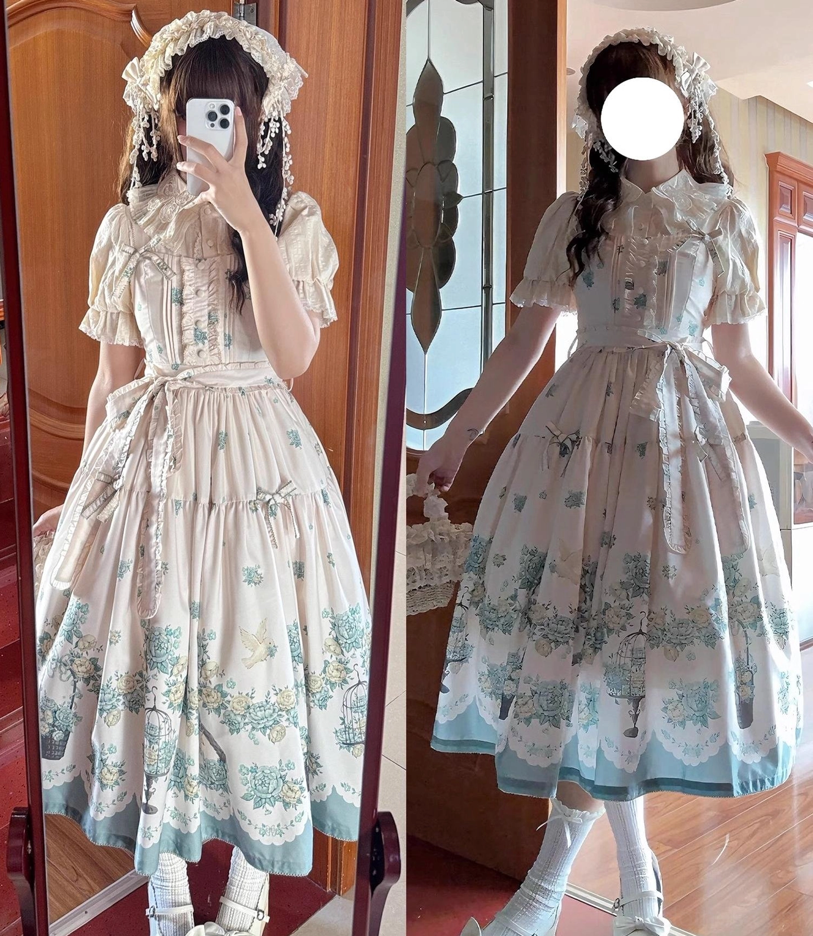 Classic lolita jumper skirt dress back shirring elastic feature, stretchy construction for comfort fit
