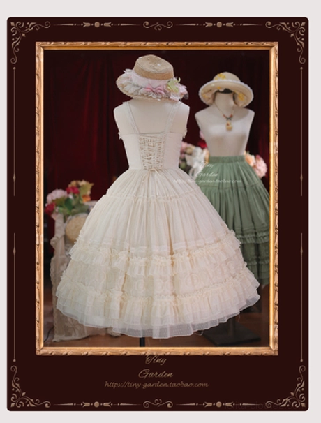 Lolita fashion styling coordinate inspiration featuring cherry pink JSK dress with long-sleeved blouse mary jane shoes lace socks headbow and accessories for complete romantic lolita look