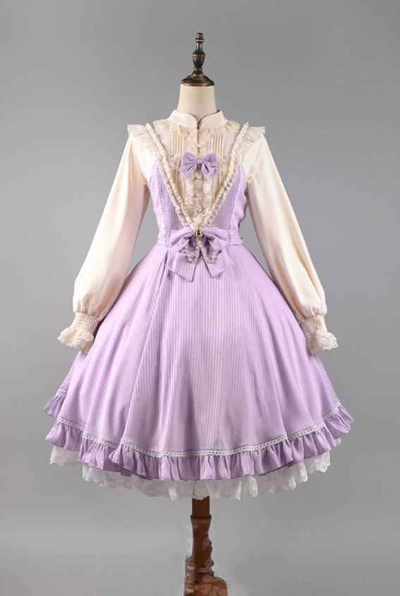 Lolita jsk dress back view construction adjustable waist bow design closure detail