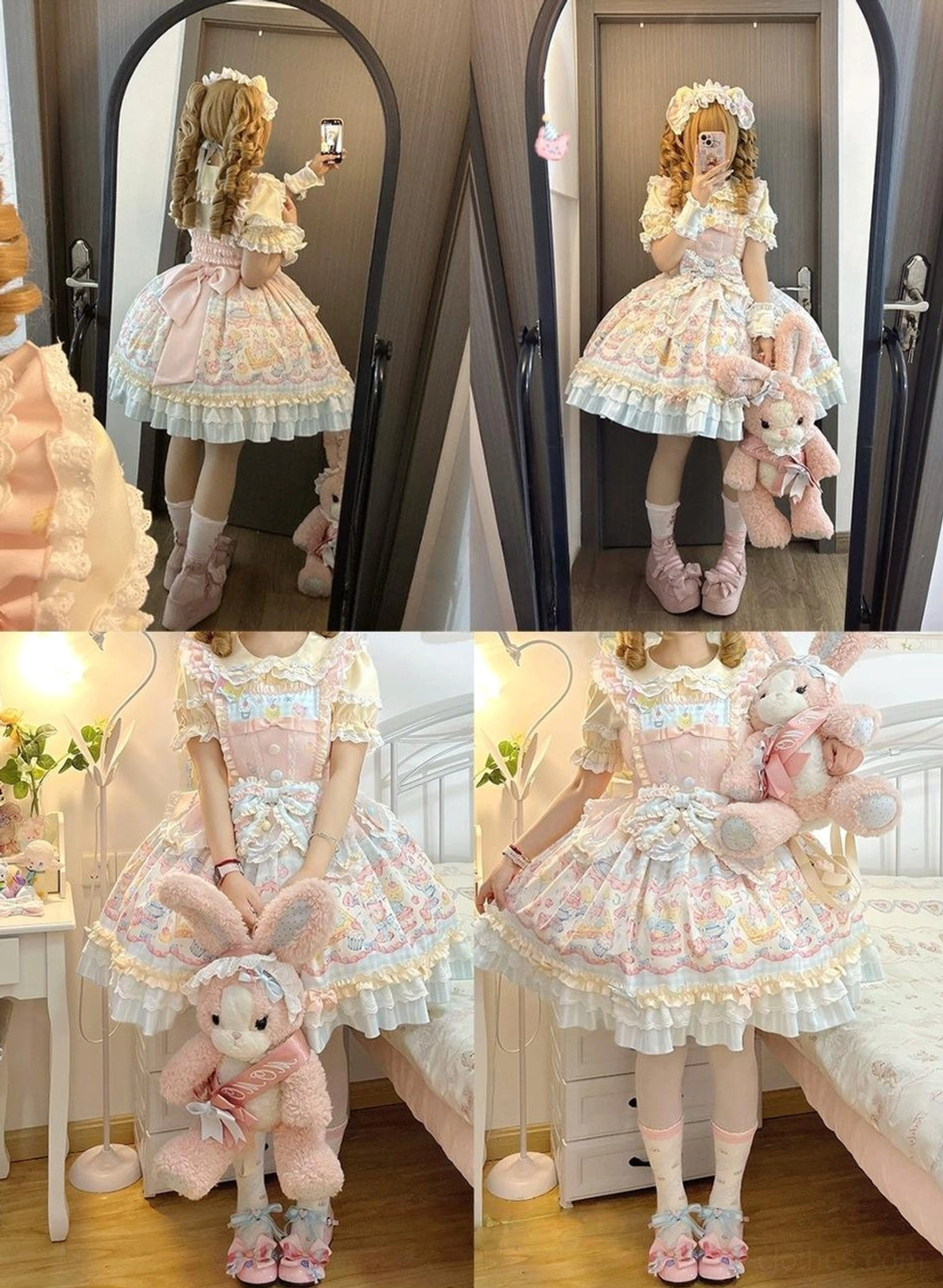 Lolita jsk dress hem ruffle trim lace accent detail construction quality pastel aesthetic