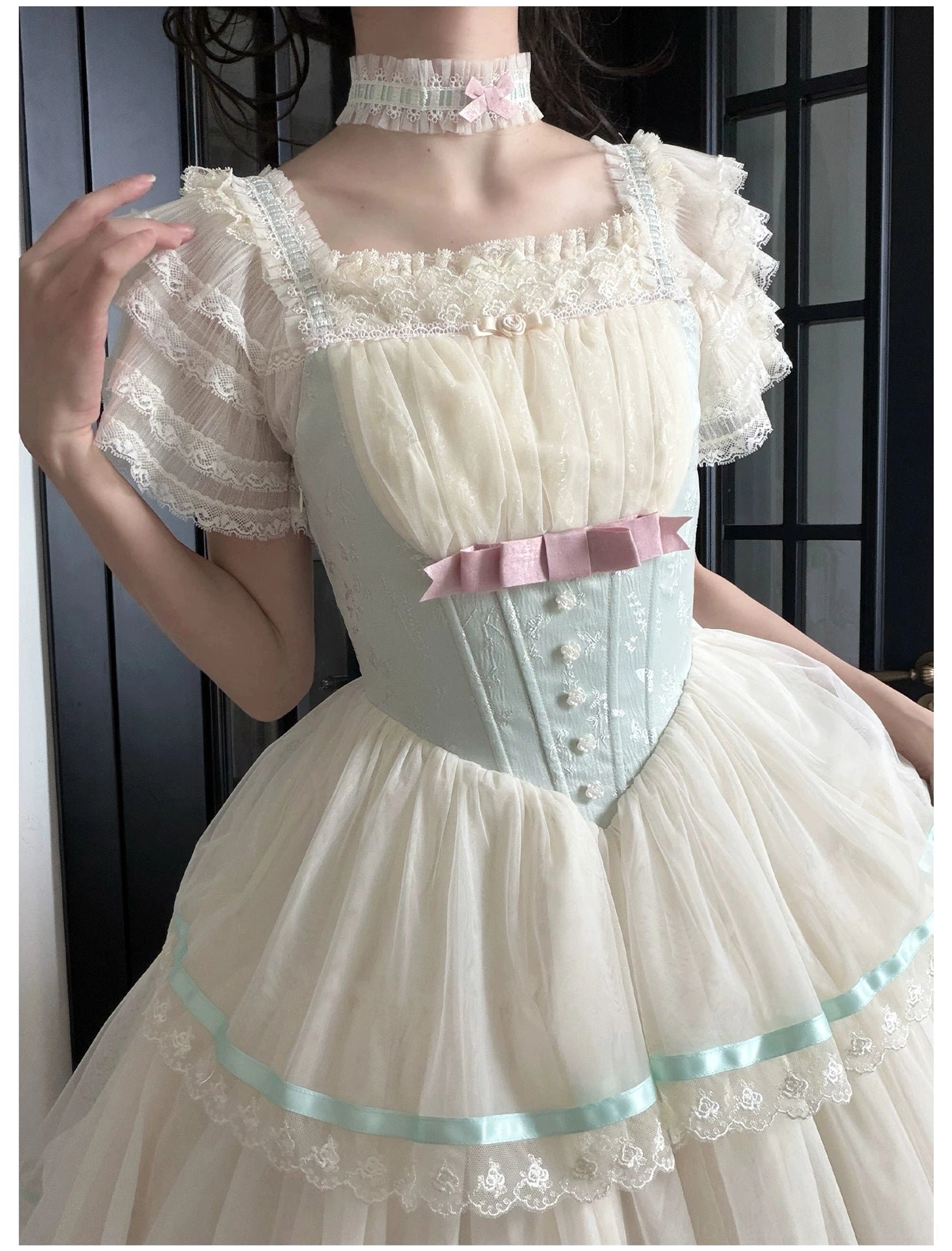 Lolita JSK dress layering style off-shoulder alternative wearing modern twist styling