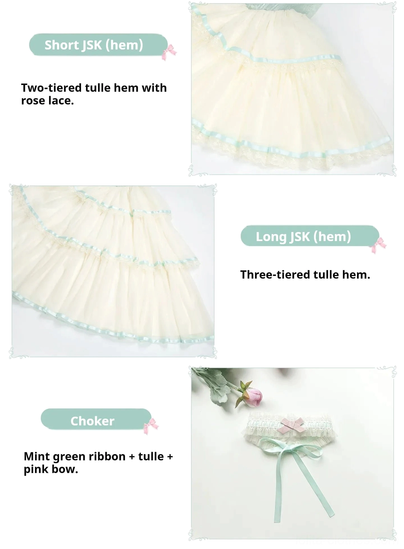 Classic lolita corset JSK dress rose-shaped button embellishments waist design detail close-up