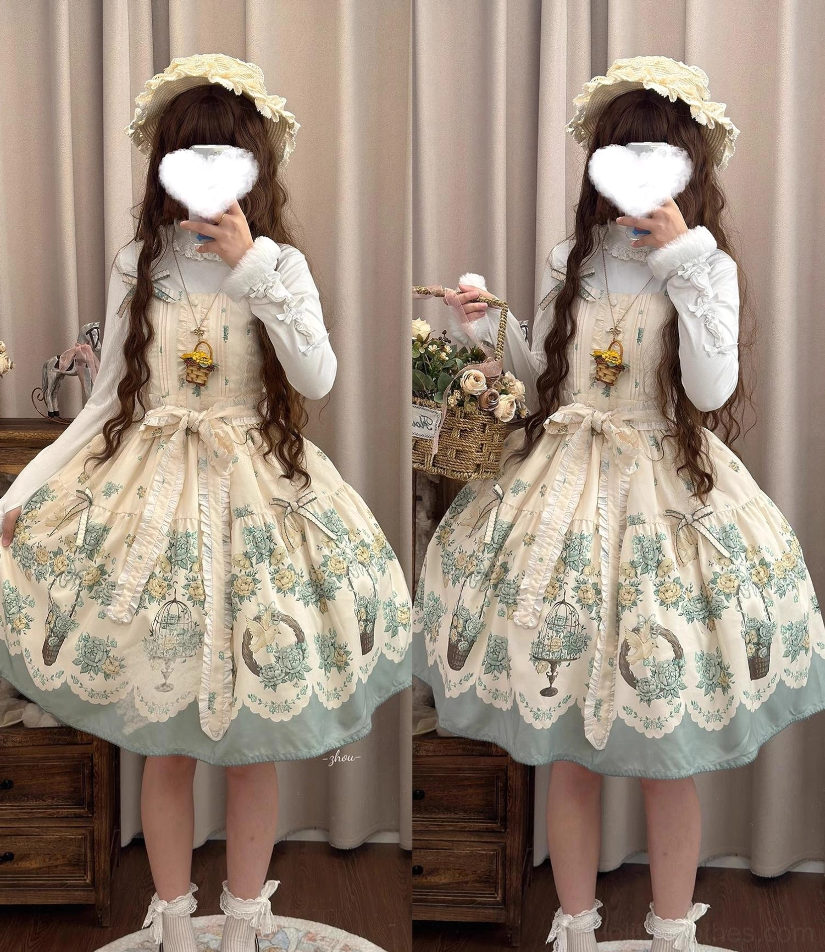 Lolita jsk dress front pocket feature functional design element, practical storage integrated seamlessly