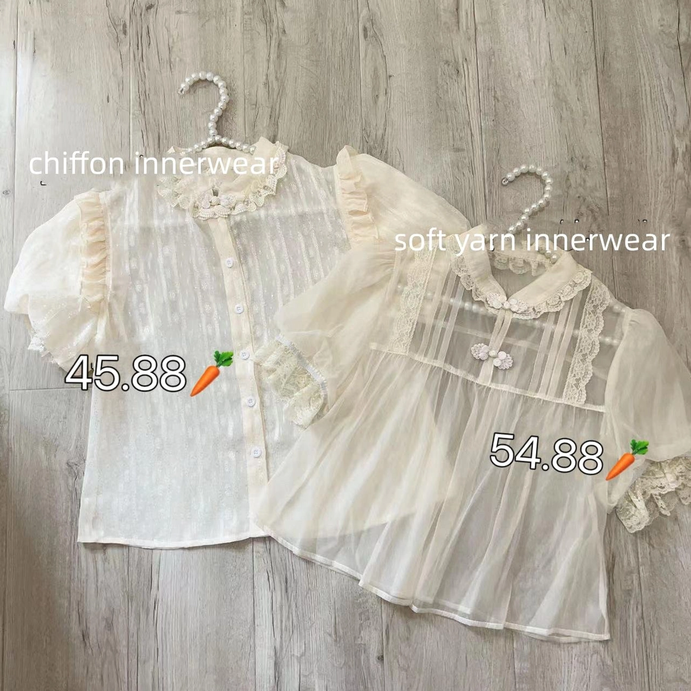 Innerwear blouse set comparison jacquard chiffon and soft gauze options for ballet lolita jsk dress