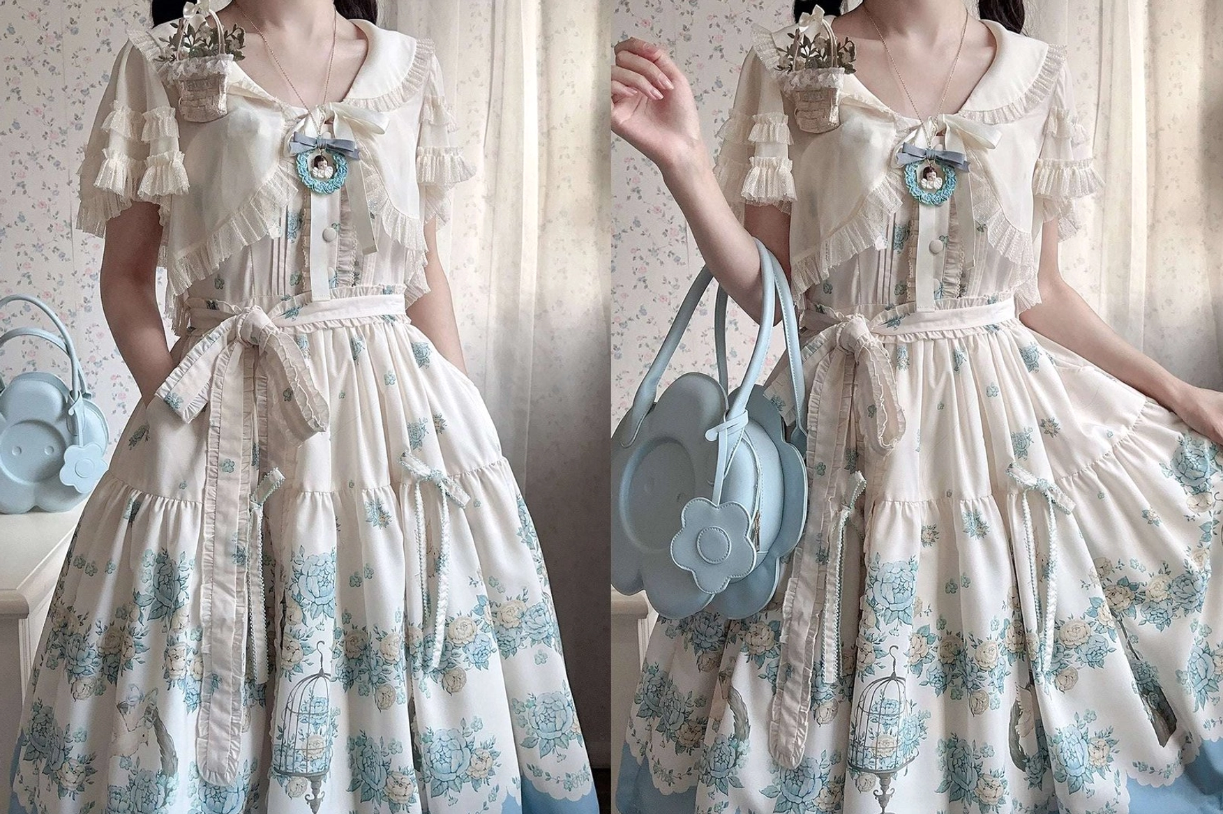 Lolita jsk dress length comparison short versus long version display side-by-side