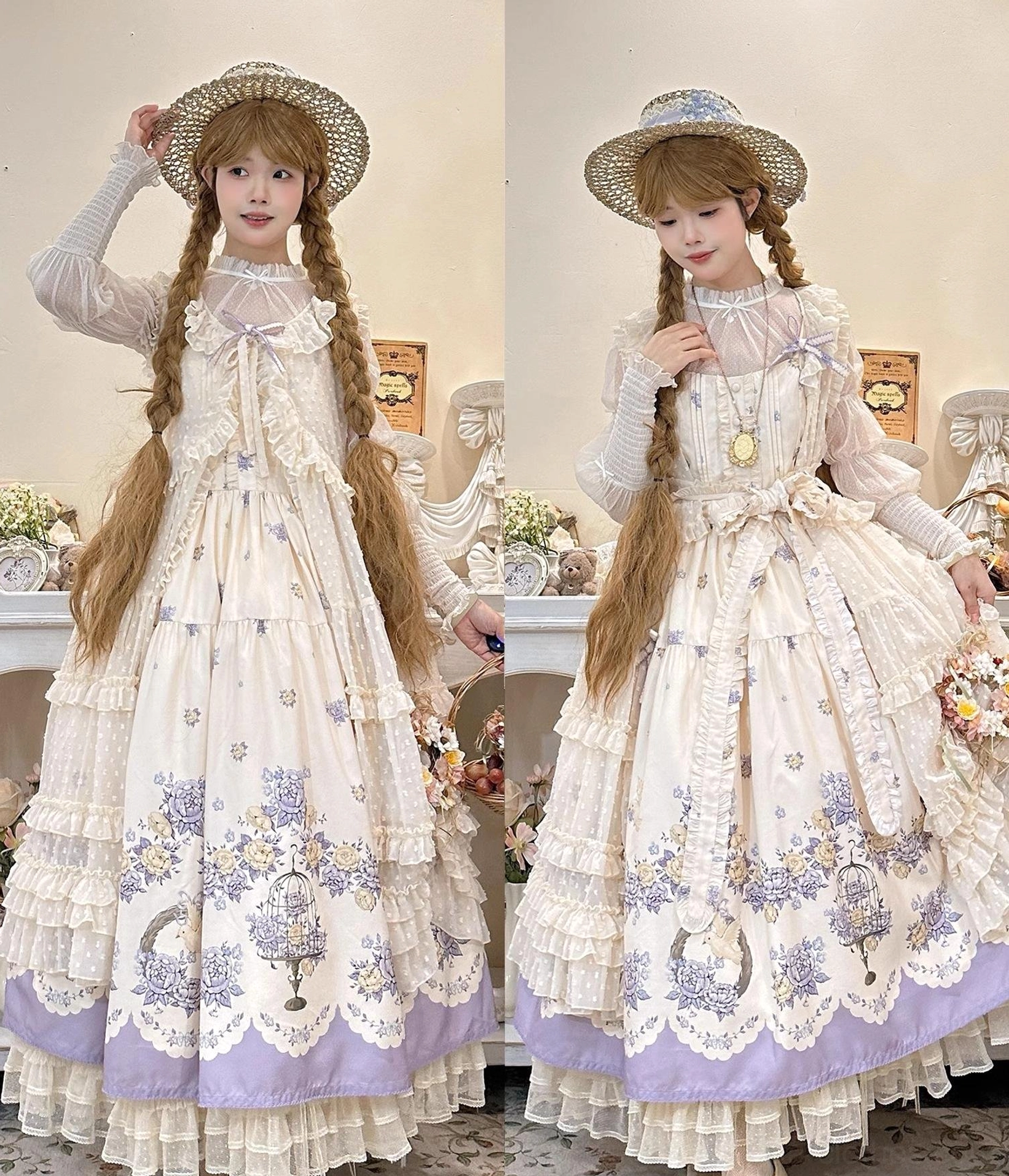 Lolita jsk dress model wearing coordinate complete ensemble styling full outfit inspiration