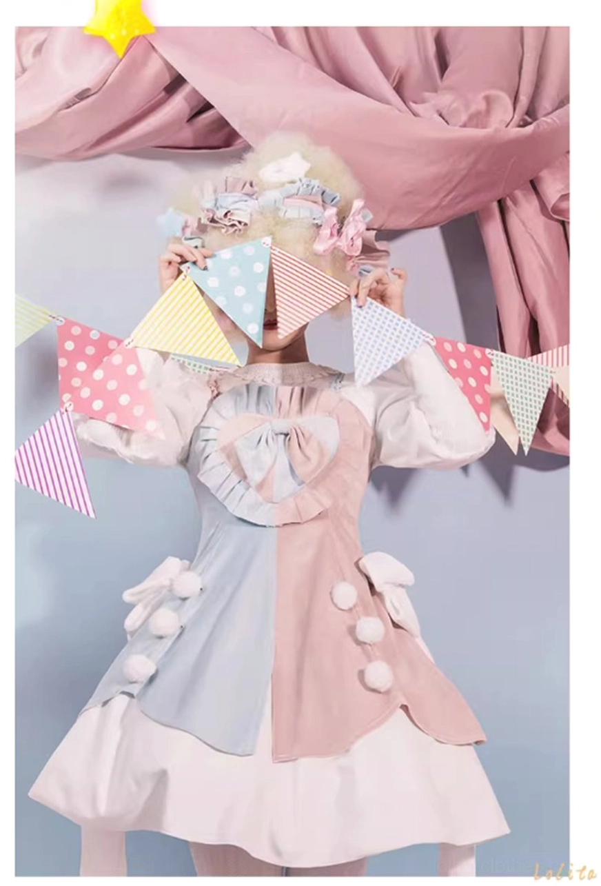 Lolita jumper skirt pink-blue colorway pastel color option whimsical aesthetic alternative
