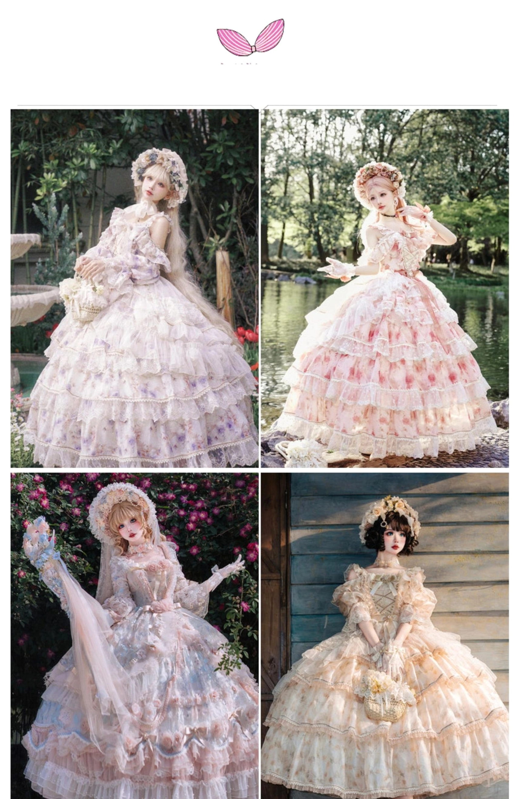 Romantic lolita aesthetic showcase of enchanted garden floral jsk princess dress demonstrating victorian-inspired design philosophy elegant craftsmanship and timeless feminine elegance