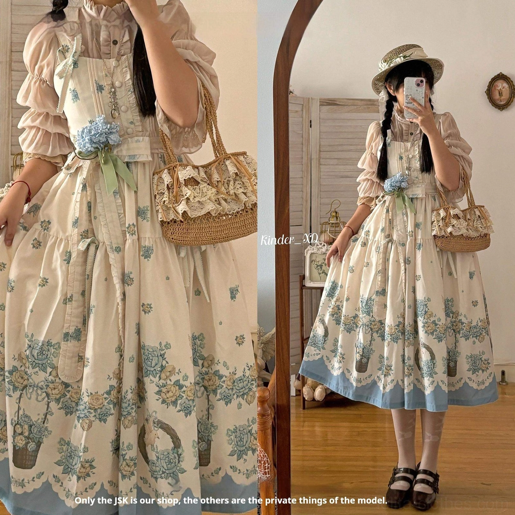 Classic lolita jsk floral print dress seasonal styling variations, multiple wear options throughout year