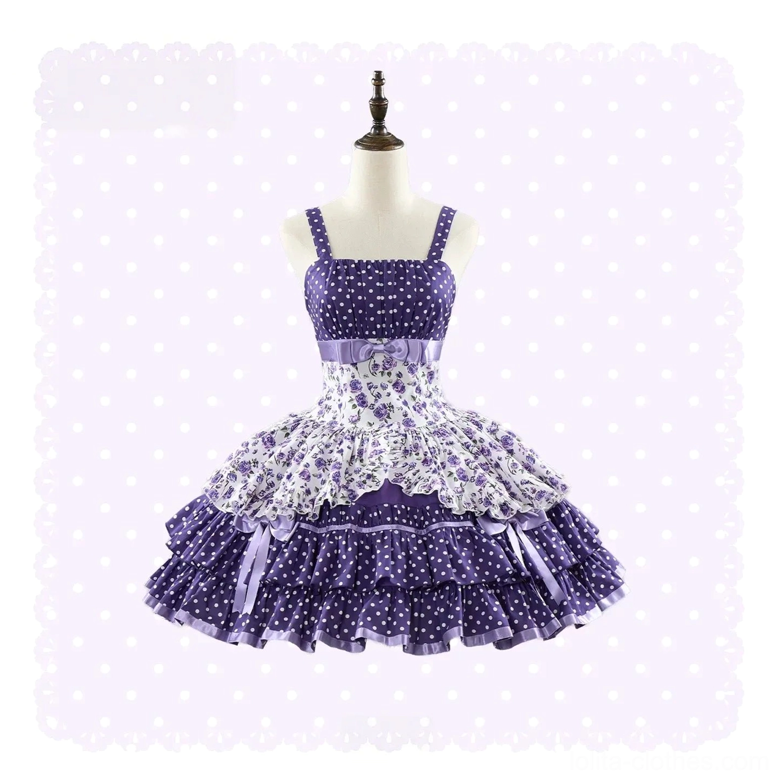 Blue old school Lolita jumper skirt short and long version length comparison showing versatility for different occasions and styling preferences, silhouette variations