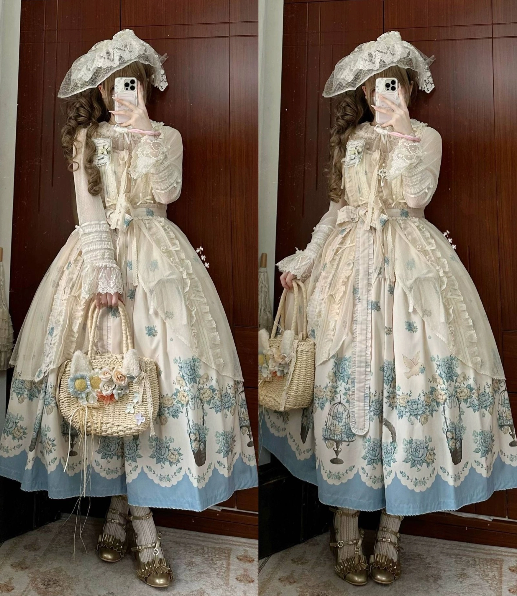 Lolita jsk dress side zipper closure feature detail view, convenient dressing mechanism functionality