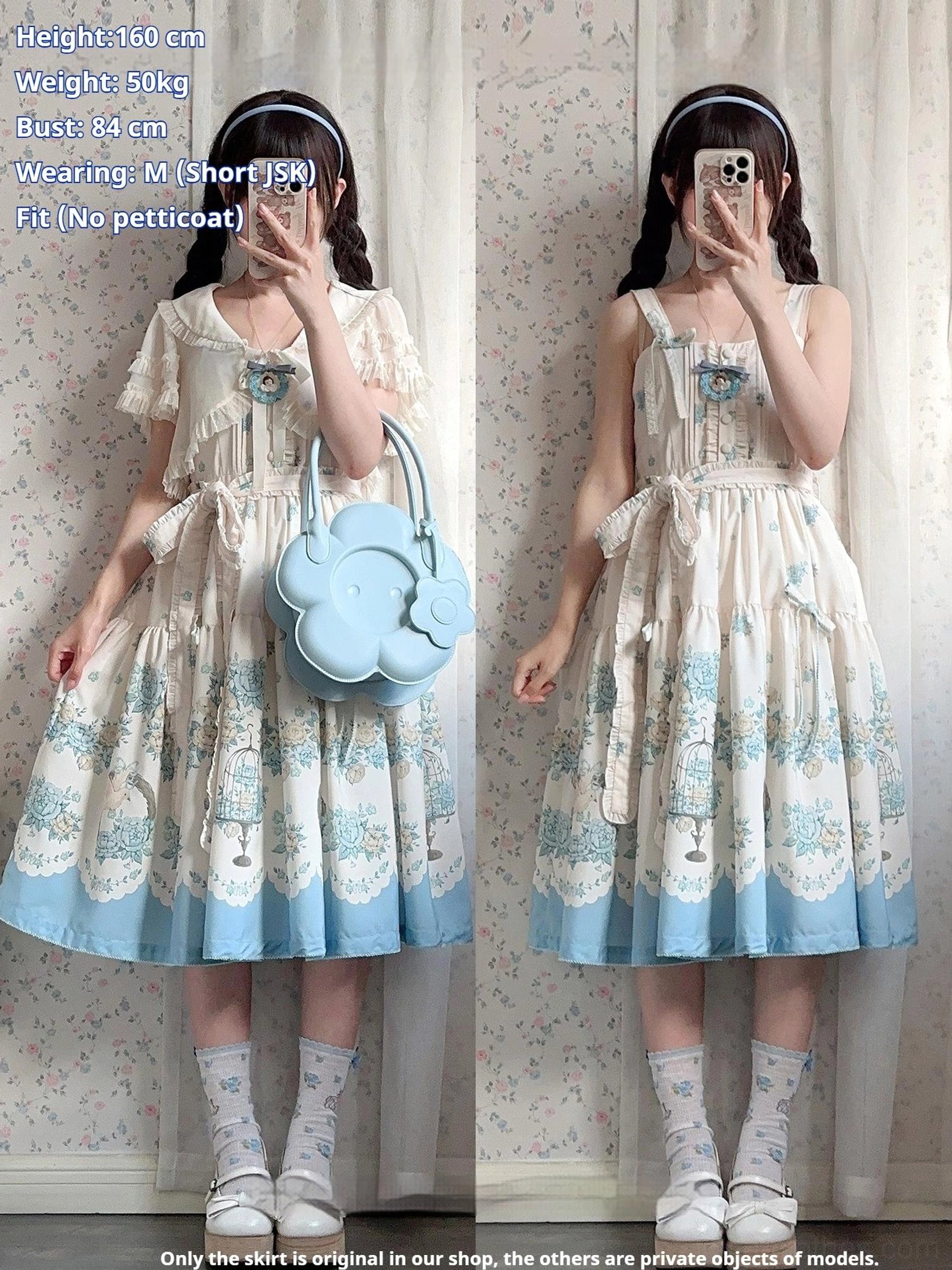 Lolita jsk dress size chart reference, measurement guide for choosing correct size in centimeters and inches