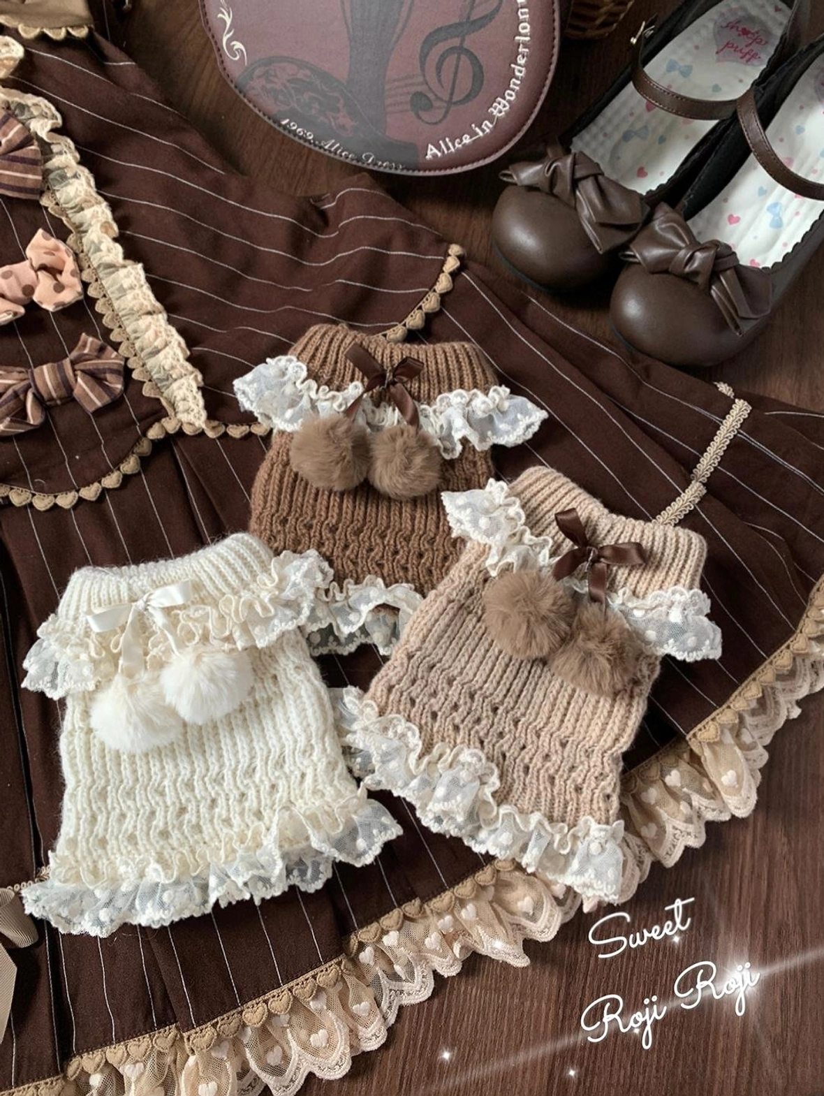 Lolita leg warmers care and maintenance guide, storage recommendations, and durability information for preserving pom-pom details and lace ruffles long-term