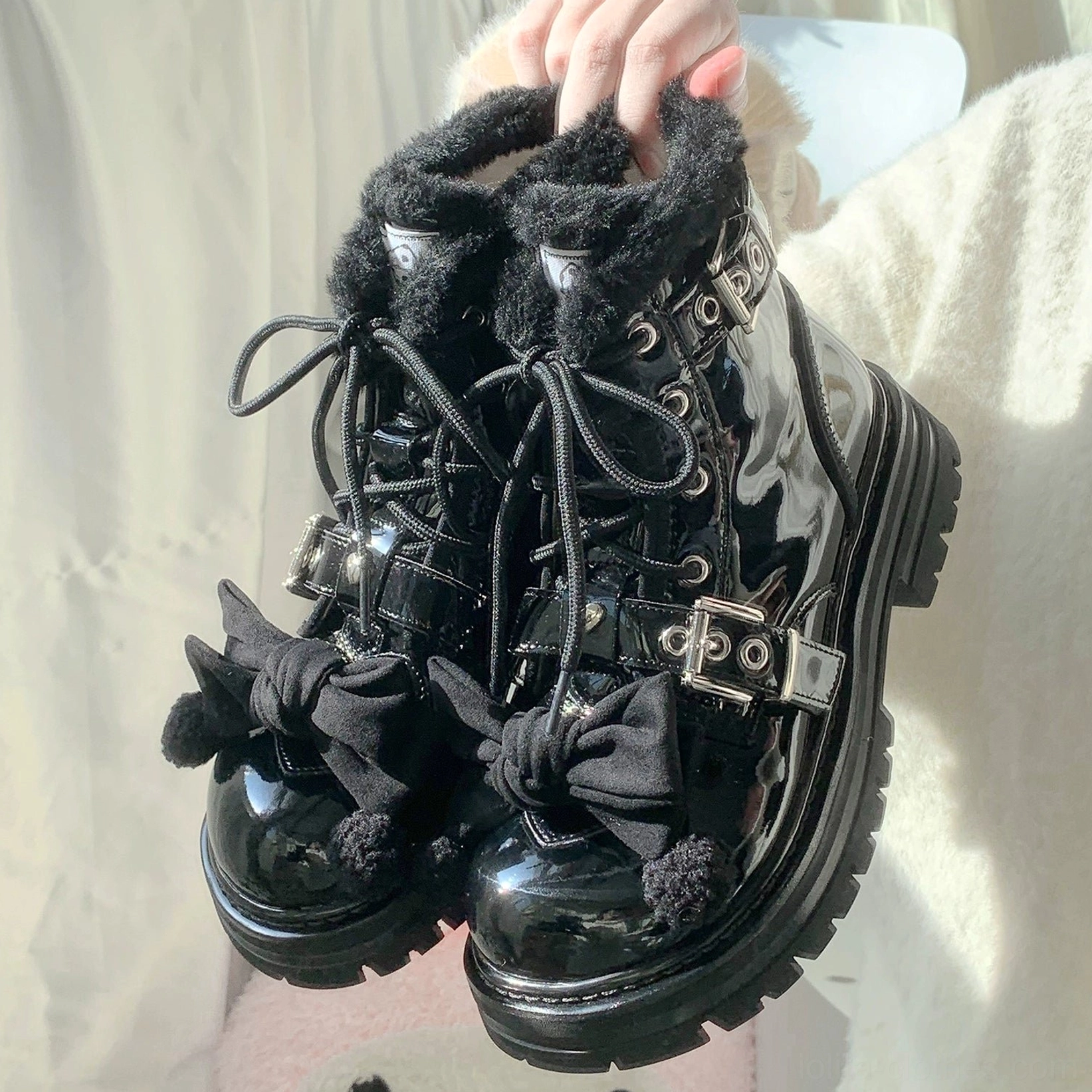 Lolita martin boots mirror black colorway classic sophisticated elegant gothic lolita versatile