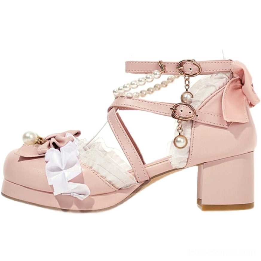 Lolita Mary Jane sandals comfort fit demonstration showing shallow mouth round toe design and optimal ankle support for extended all-day Lolita event wear