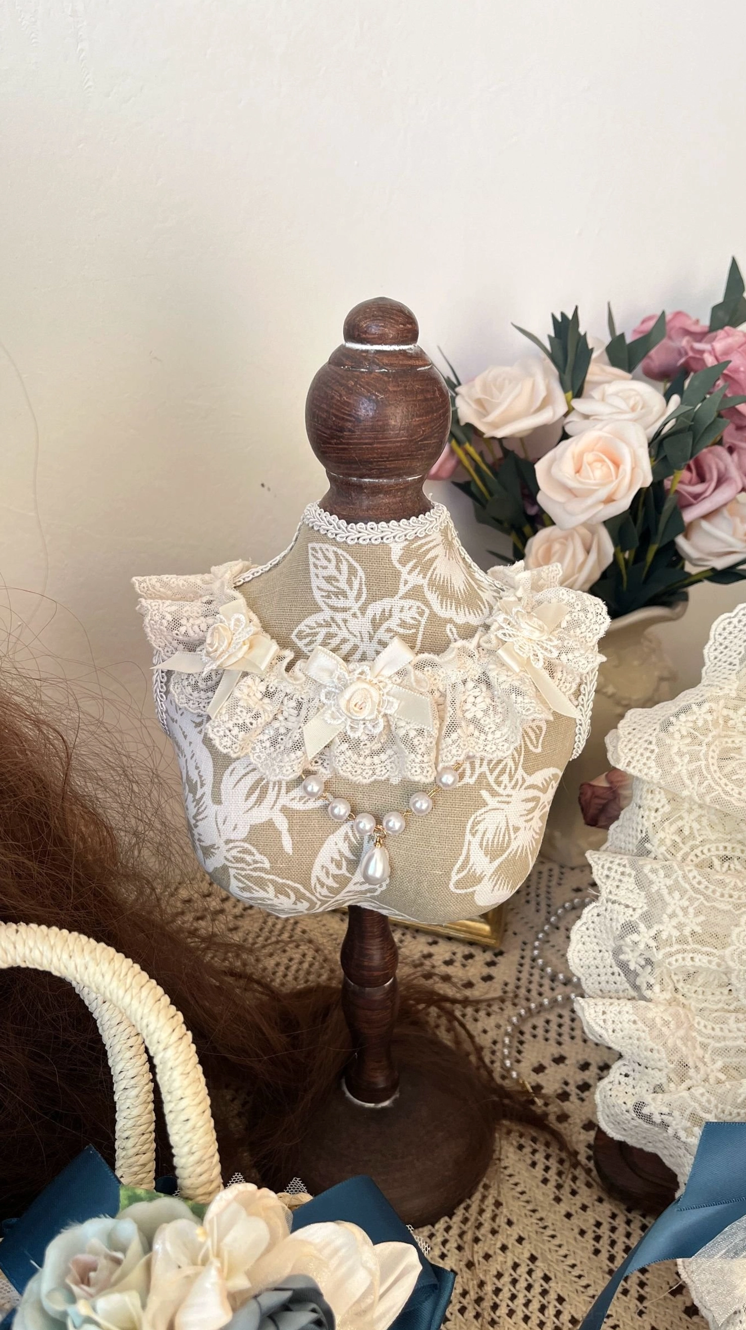 Lolita necklace choker with lace ruffle only design and Victorian styling available as separate country lolita accessory option
