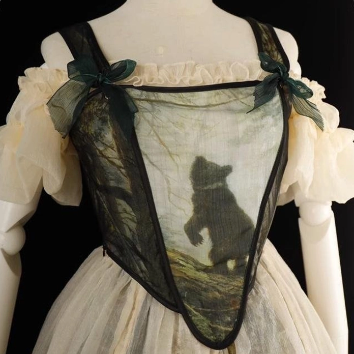 Lolita number two corset standalone piece lace shoulder straps fishbone boning corset alone
