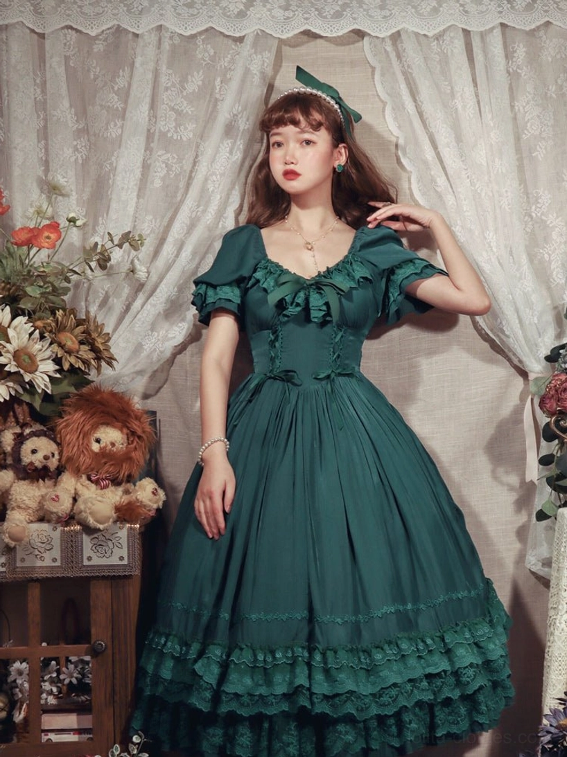 French Lolita one-piece dress air drying and storage showing proper techniques to maintain shape and condition