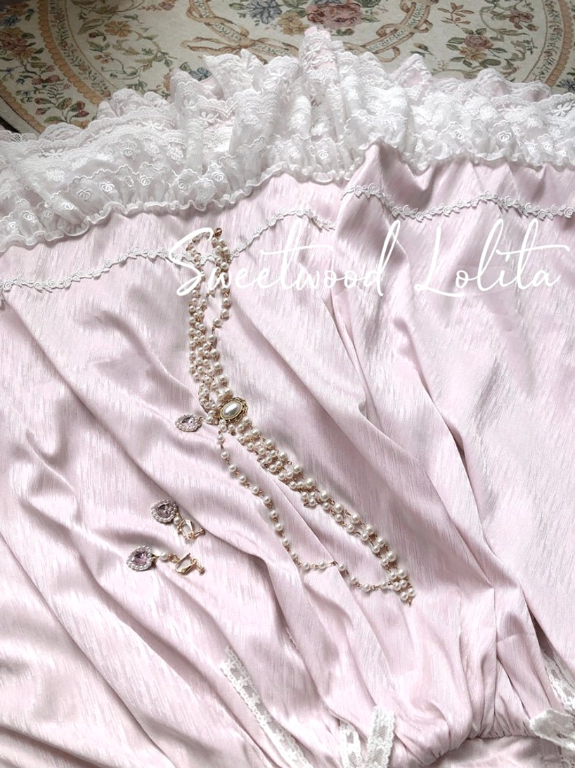 French Lolita one-piece dress with complementary color accessories showing coordinated fashion styling