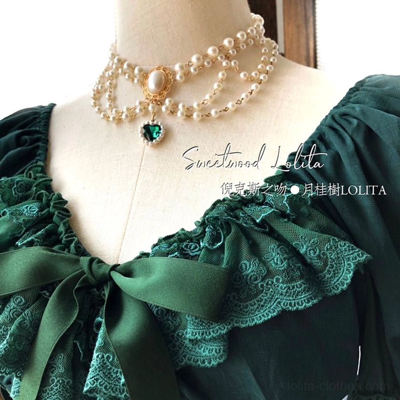 French Lolita one-piece dress convertible neckline option worn off-shoulder for versatile styling possibilities