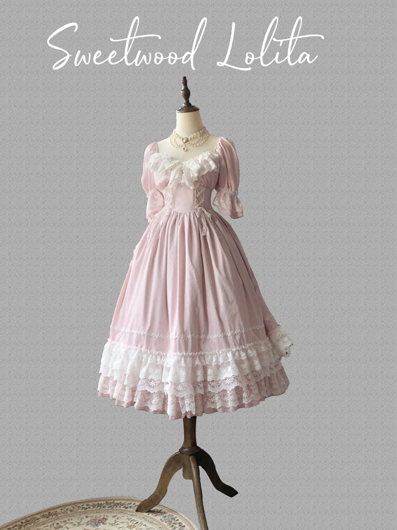 French Lolita one-piece dress showing how convertible neckline changes silhouette for styling versatility