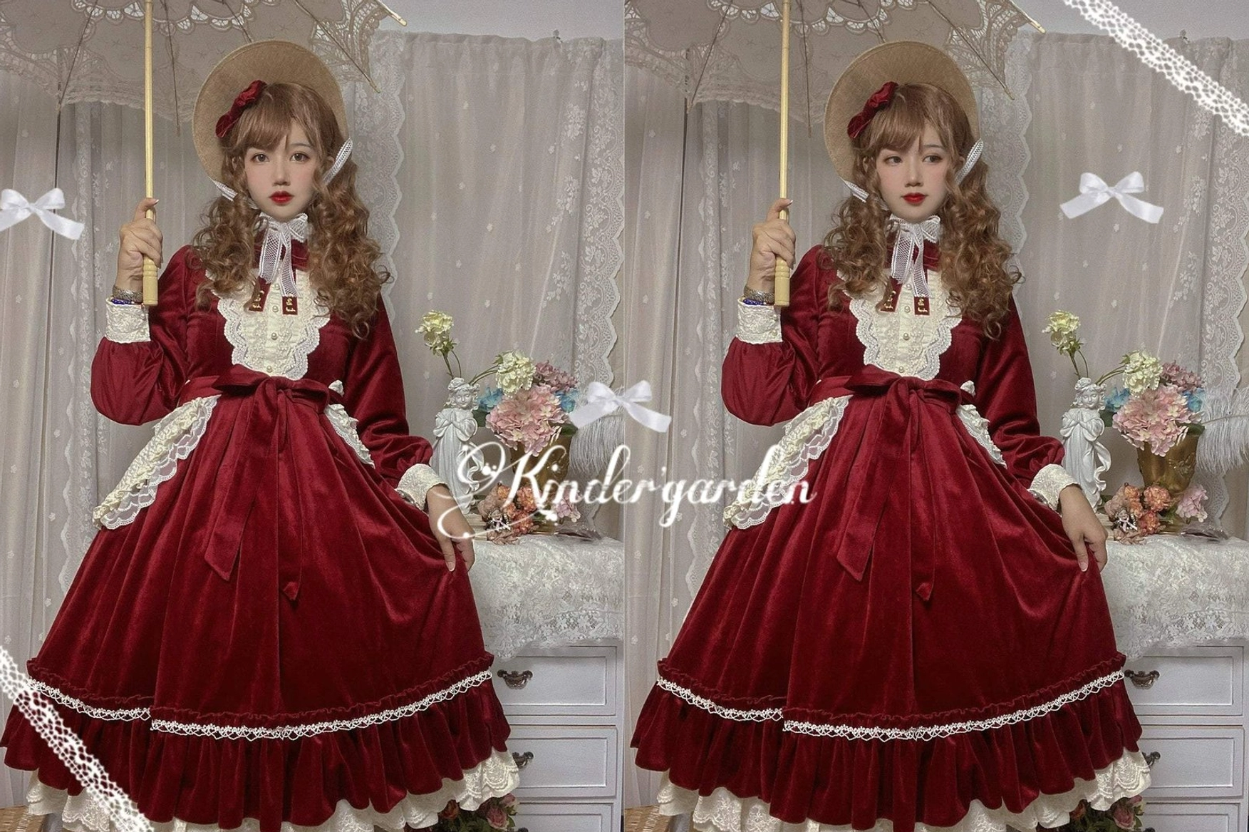 Velvet lolita op dress fabric texture detail pure cotton velvet soft hand feel pearl luster close-up fabric shot