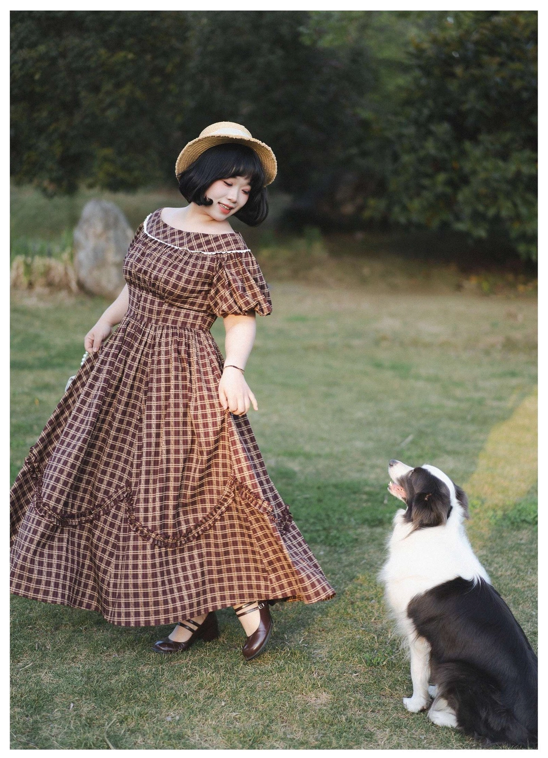 Forest Picnic Classic Lolita OP dress hem length detail measurement showing tea length construction