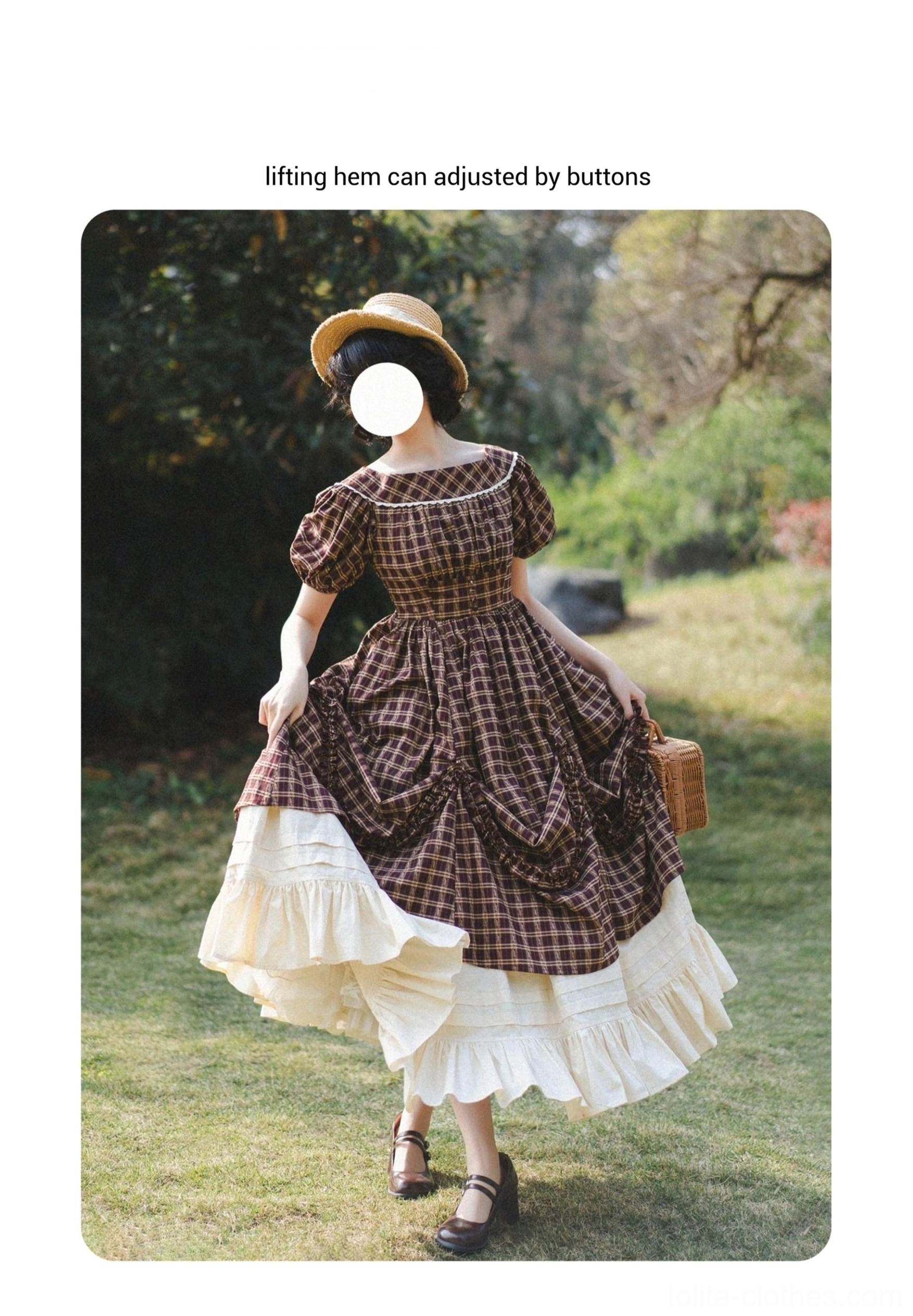 Classic Lolita OP dress with alternative petticoat volume comparison showing silhouette variations
