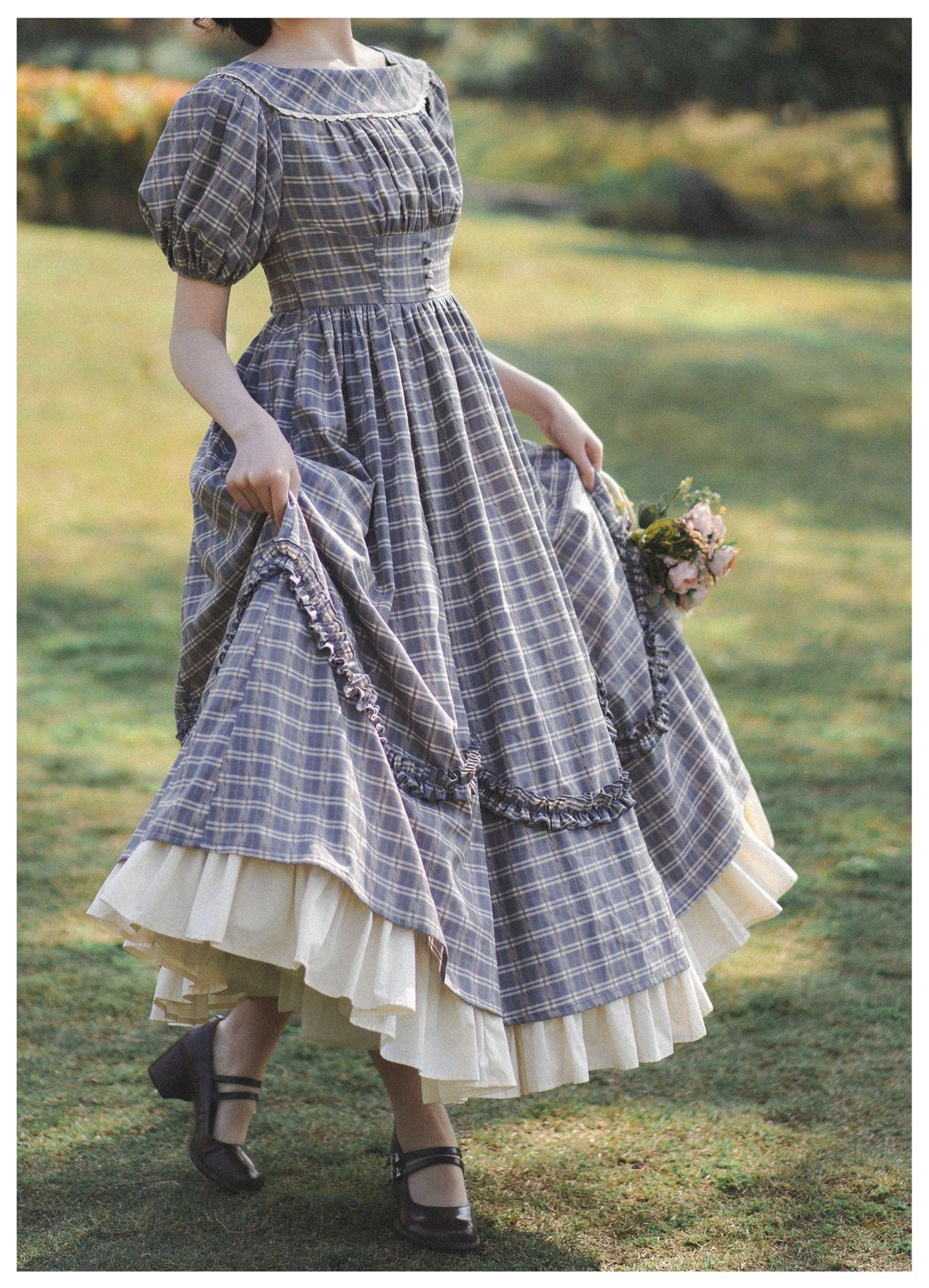 Classic Lolita OP dress styling inspiration wearing multiple outfit combinations and accessories